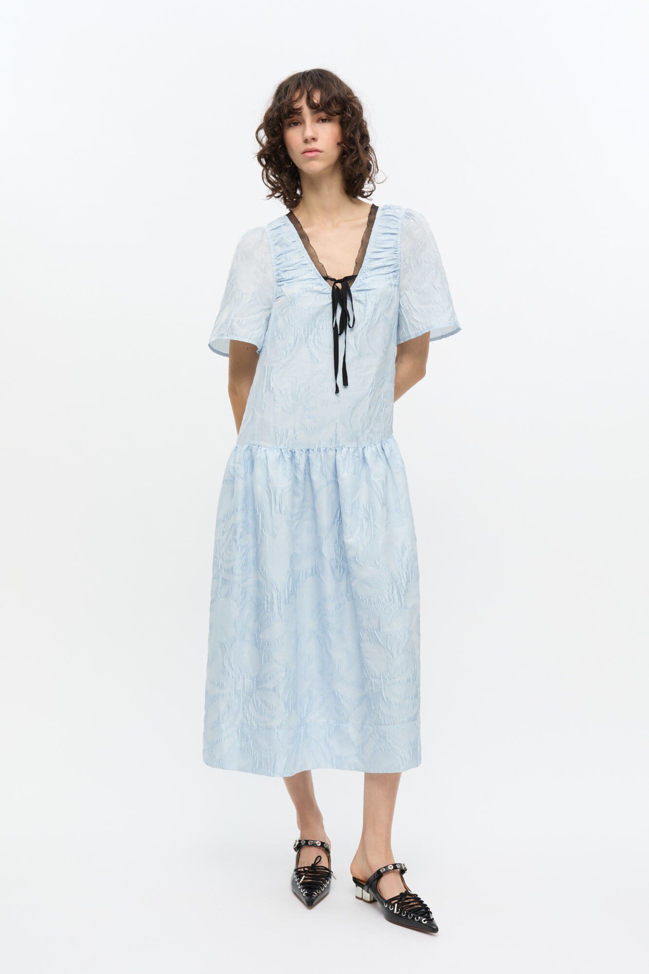 Textured Cloque Midi Dress