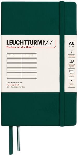 LT1917 Notesbog A6 Linjeret HC - Forest Green370299