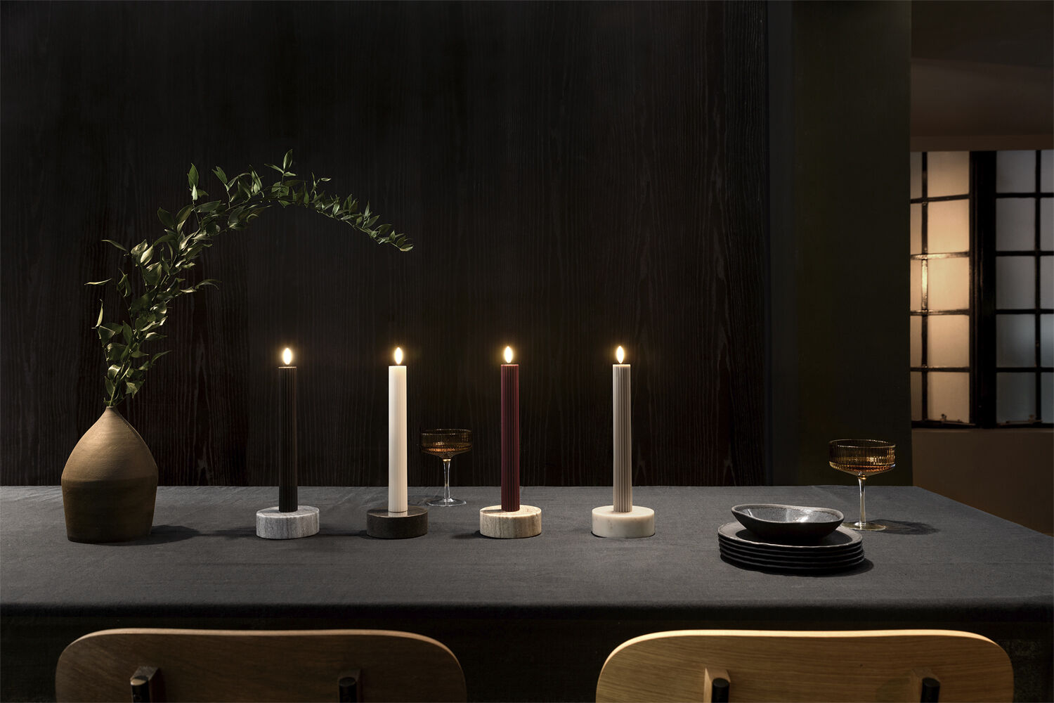 Marble base Candleholder, Black, 3,5x10 cm