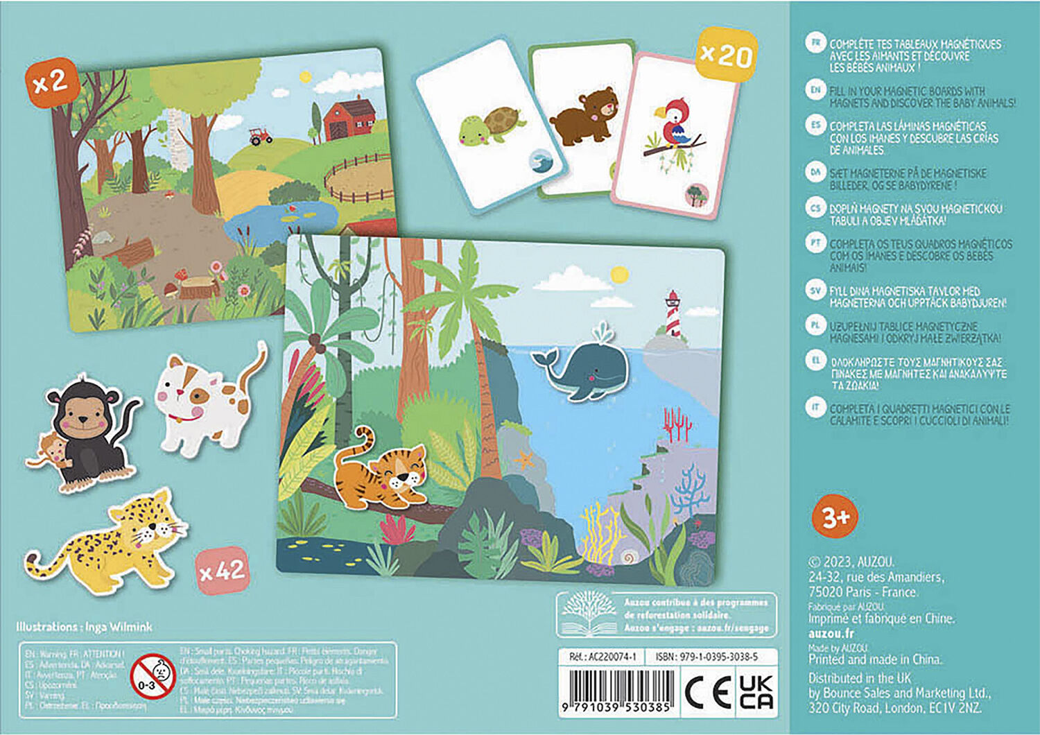 Auzou - Magnetisk leges&aelig;t - Dyreunger