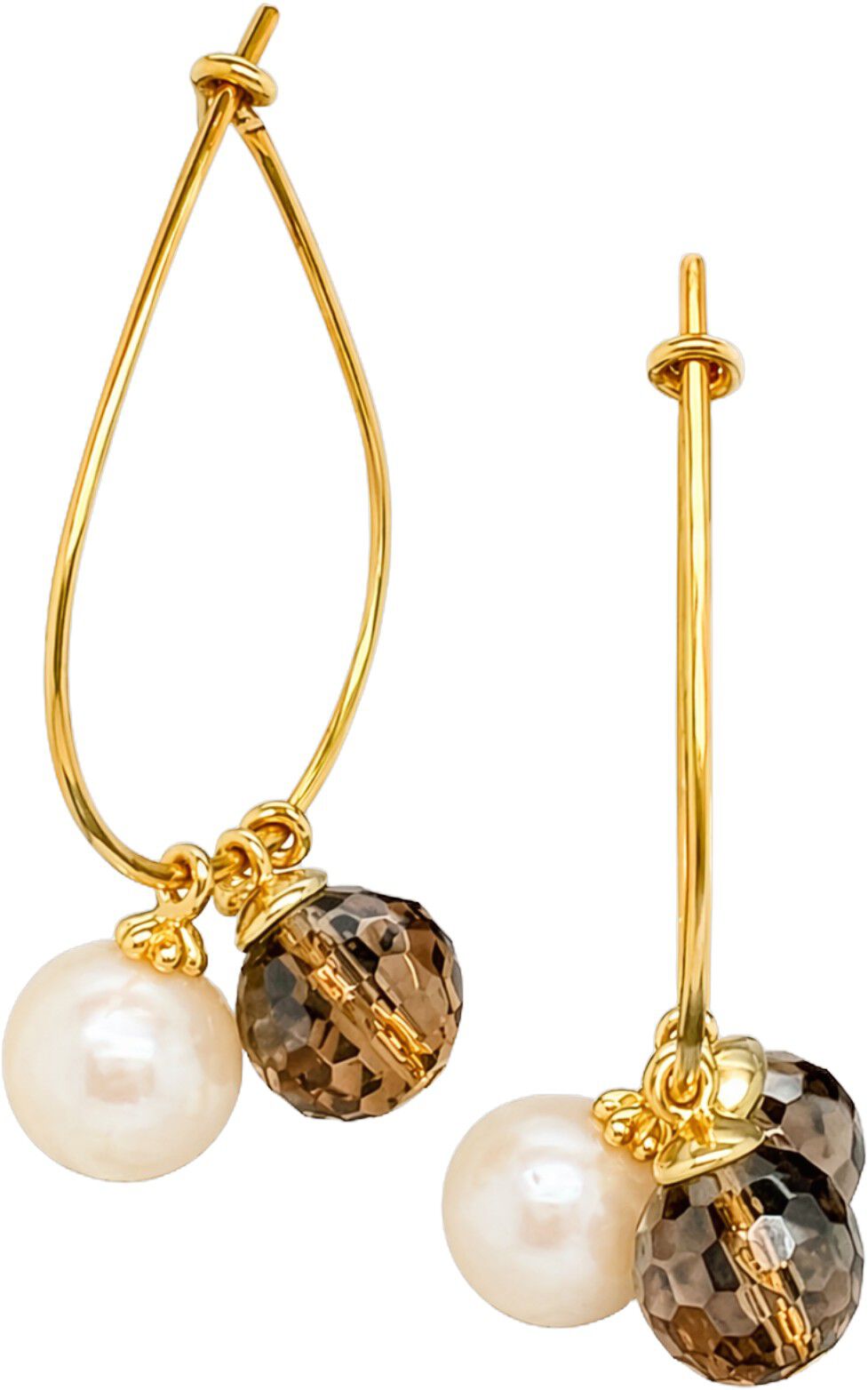 Siv Pearl/Smokey Quartz Earrings - Gold