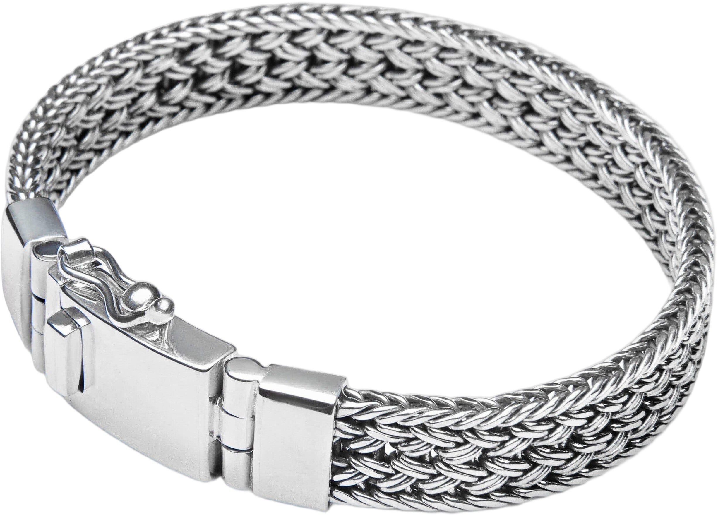 Men's Silver Braided Chain Bracelet