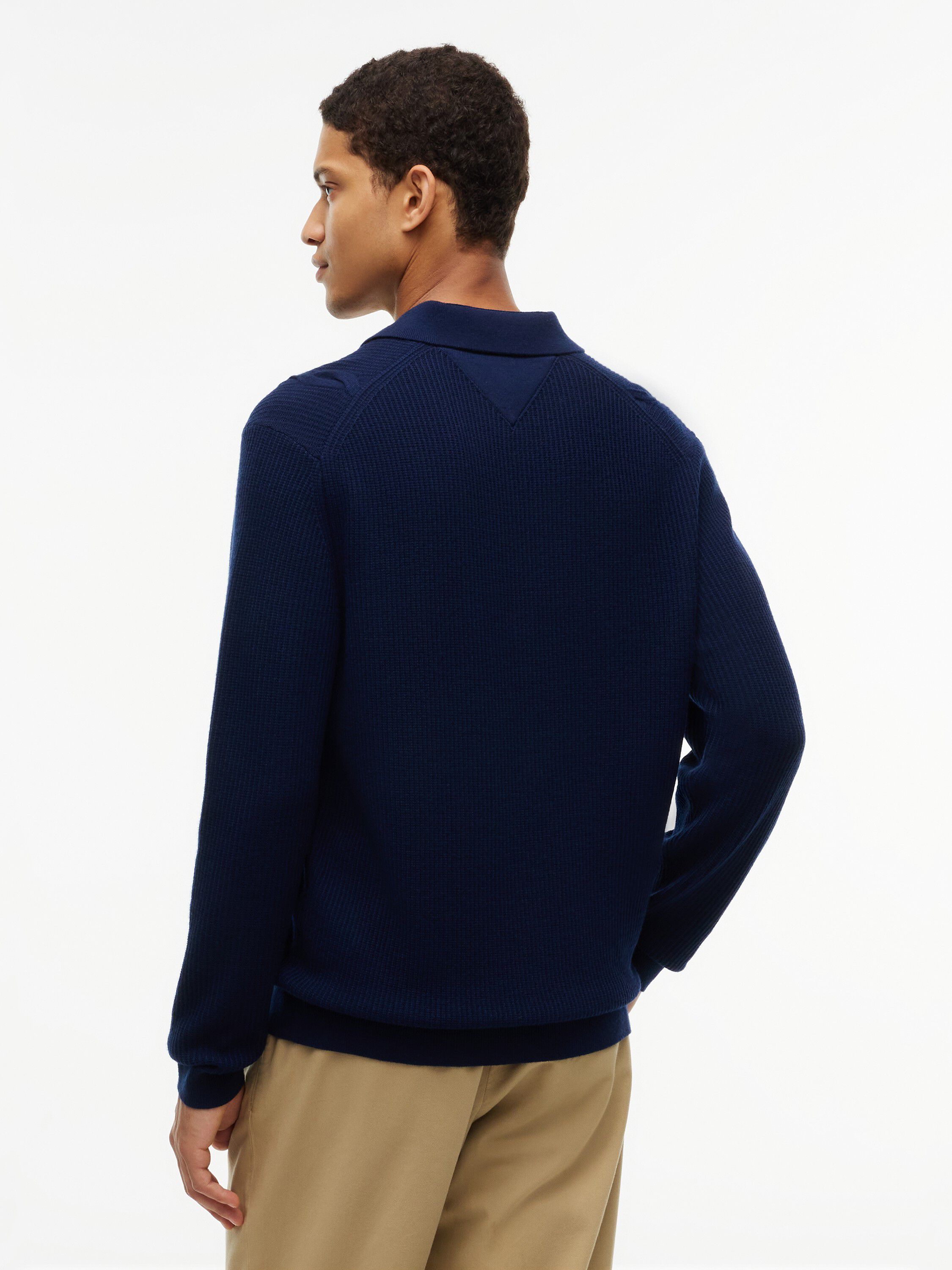 NY WOOL CABLE L/S POLO