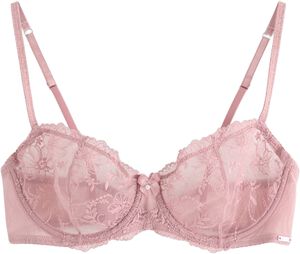 Ovadderad bh med bygel i skir spets
