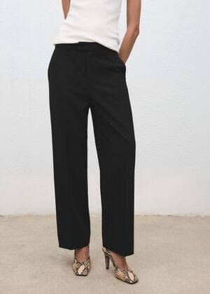 Mid-rise cropped straight-leg trous