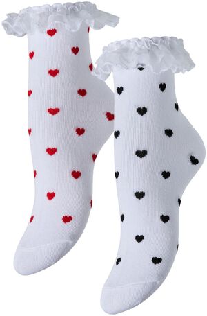 PCJOLINE XMAS LACE HEART SOCK 2 PAC