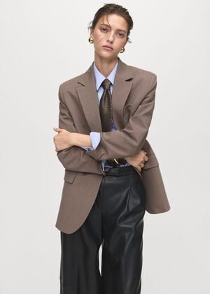 Leather-effect wide-leg trousers