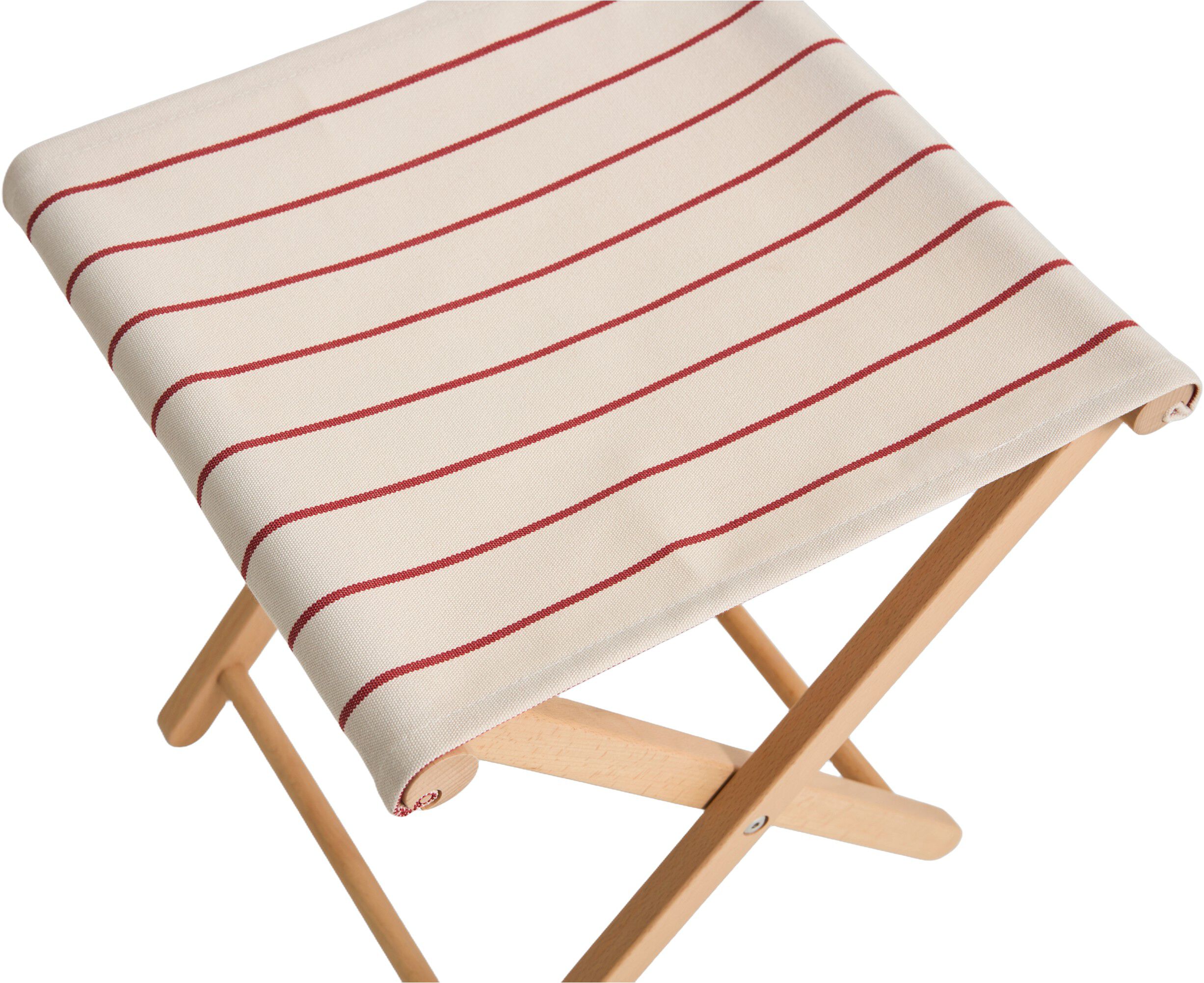 Outdoor Market Folding Stool - Beige with red stripe -