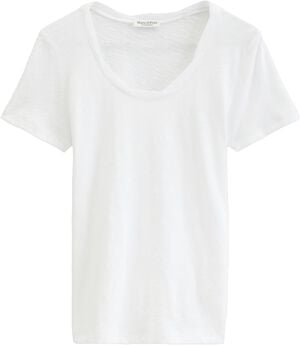 T-shirt, deep round neck twisted