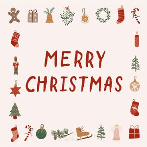 Serviet Merry Christmas og juleikoner
