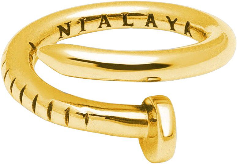 Men's Nail Ring with Dorje Engraving and Gold Finish