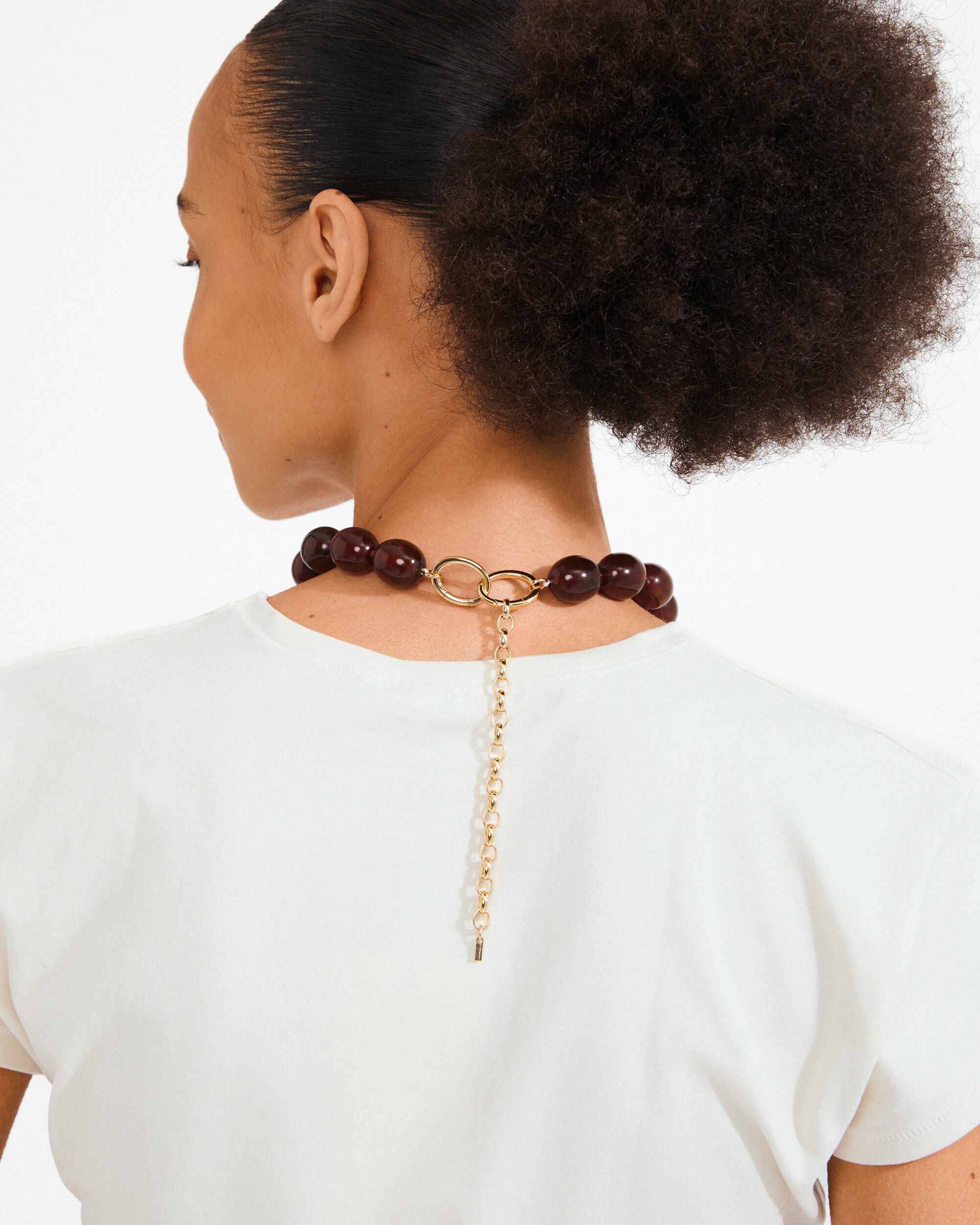 STILL necklace gold-plated/brown
