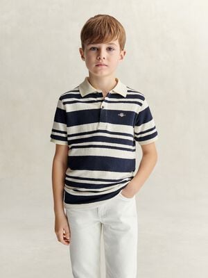 Shield Stripe Texture SS Polo Shirt