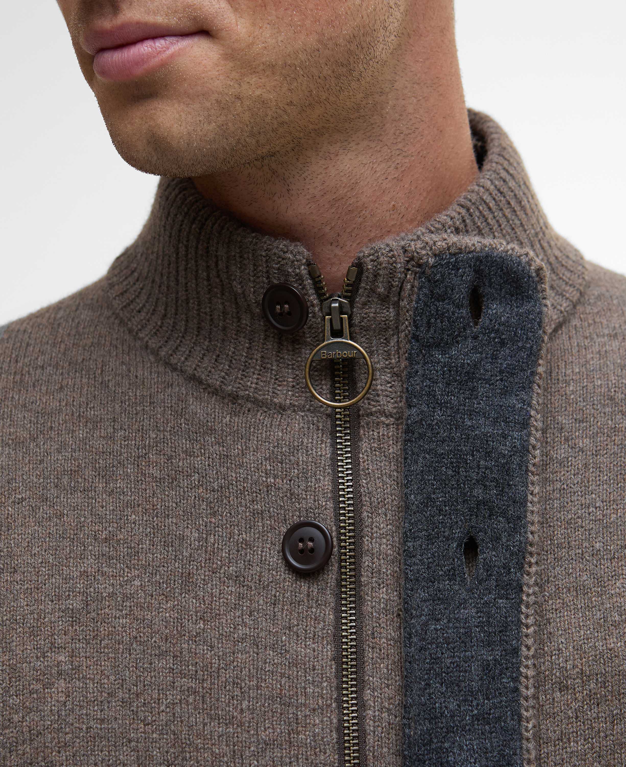 Barbour Essent Patch Zip Through Knitted Jumper Through Knit