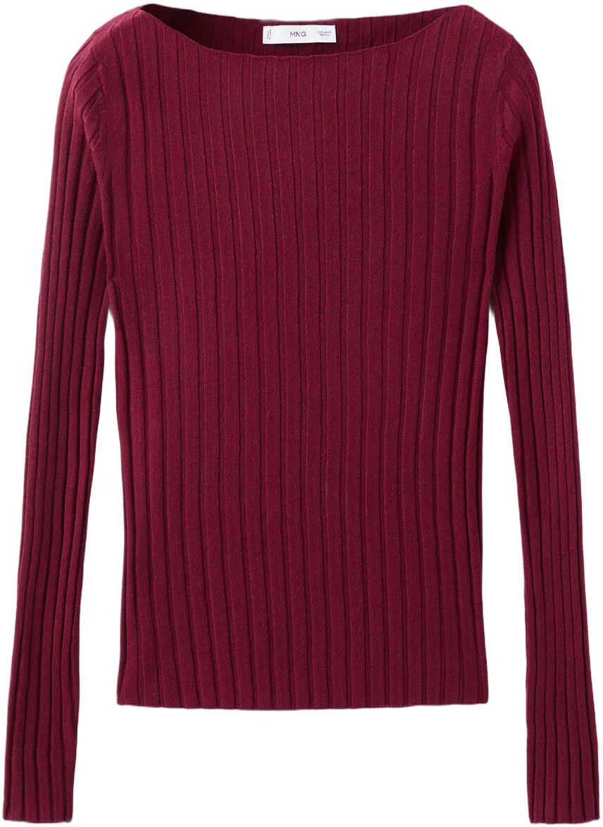 Boat neck ribbed sweater