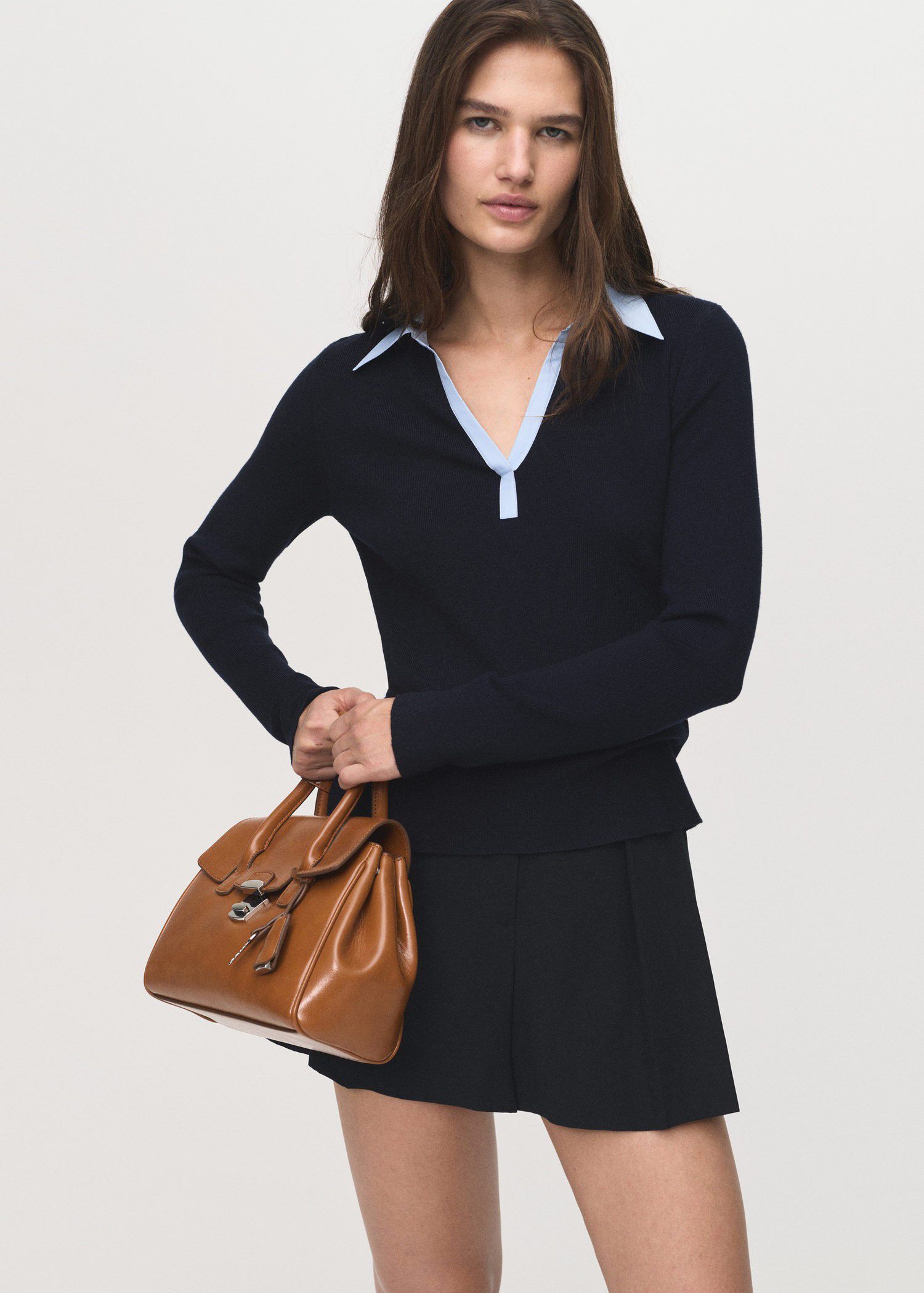 Combined shirt-collar sweater