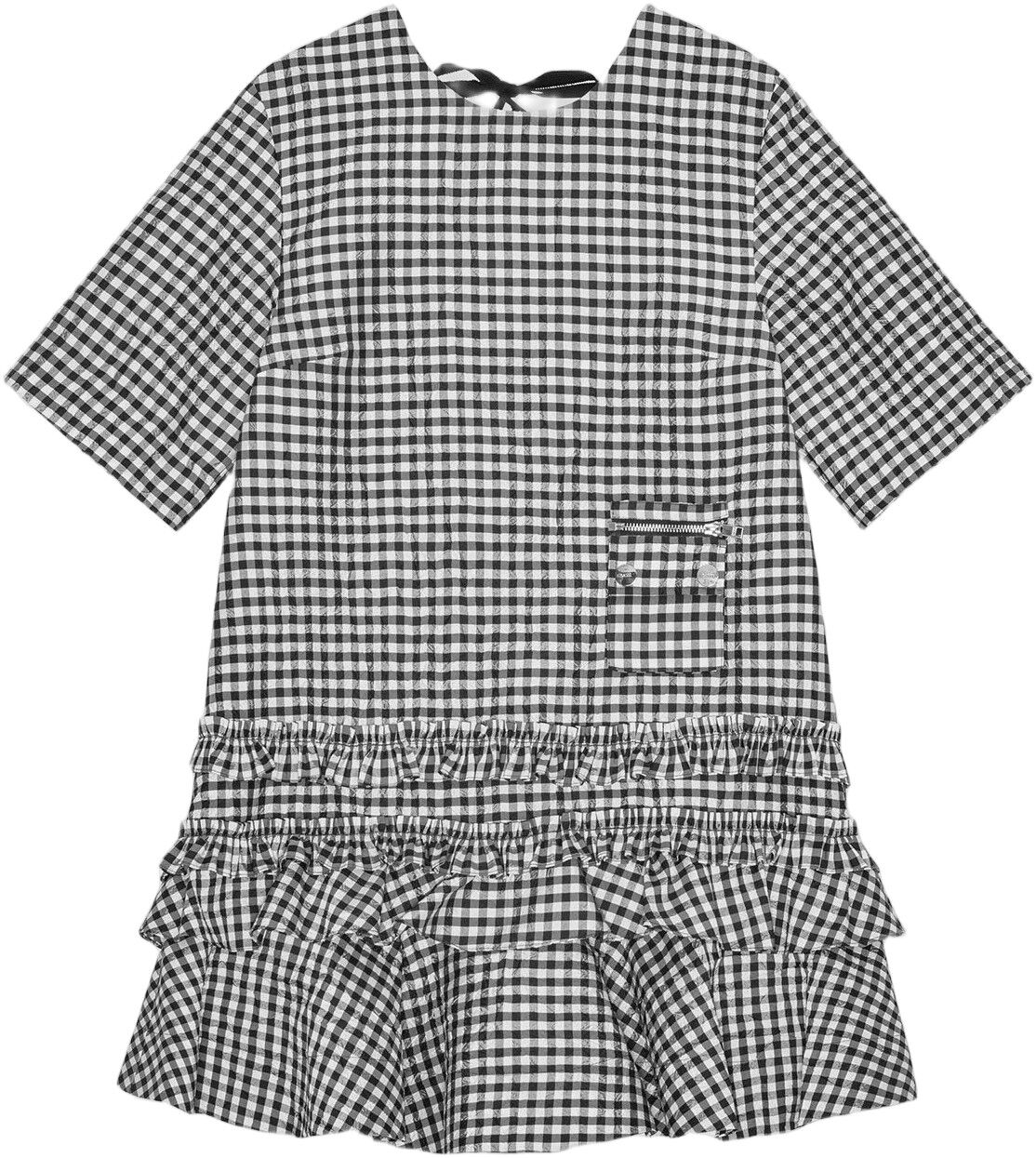 Crinkled Taffeta Check Open Back Mi