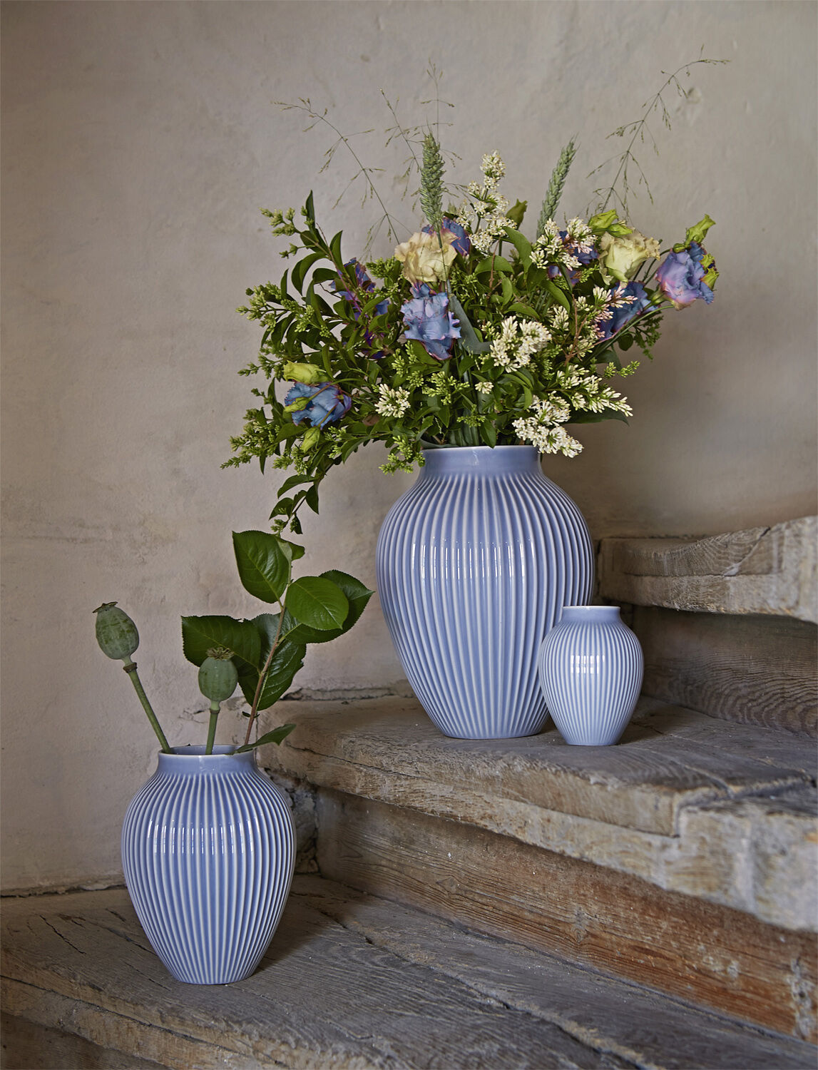 Knabstrup vas H 20 cm ripple lavender