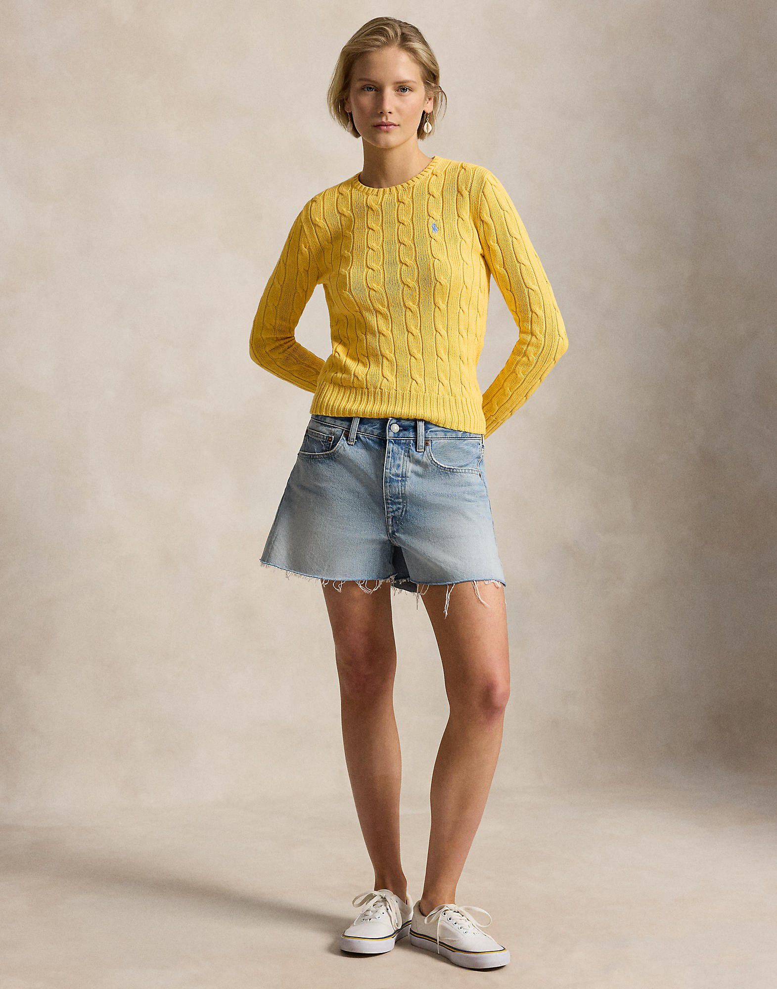 Cable-Knit Cotton Crewneck Sweater