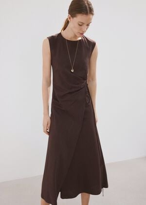 Wrap midi-dress with knot
