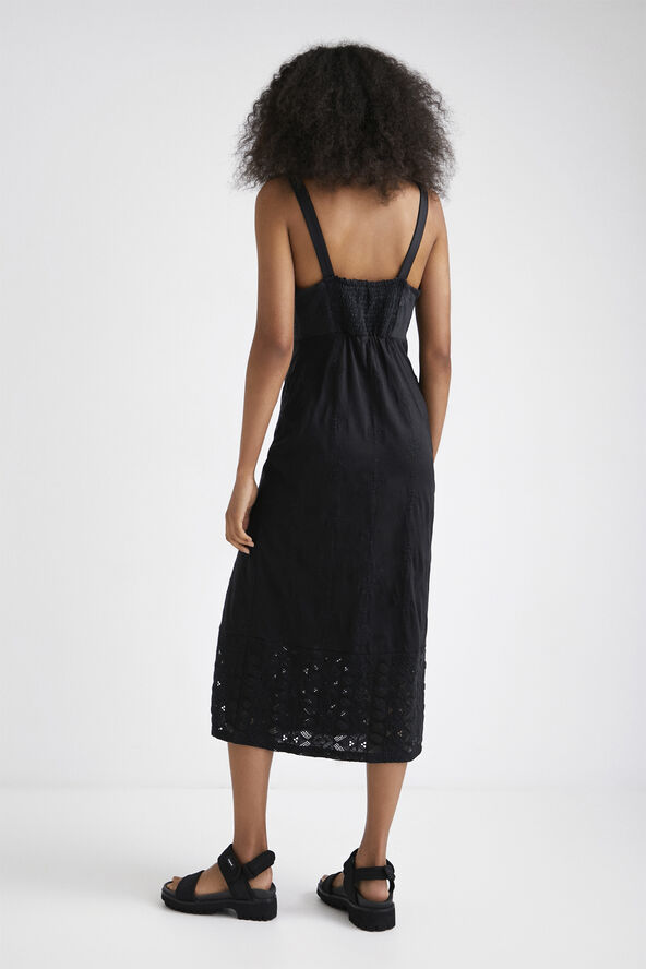 Black midi dress with embroidery