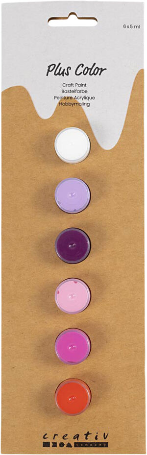Plus Color Hobbymaling, lilla/pink harmoni, 6x5ml.