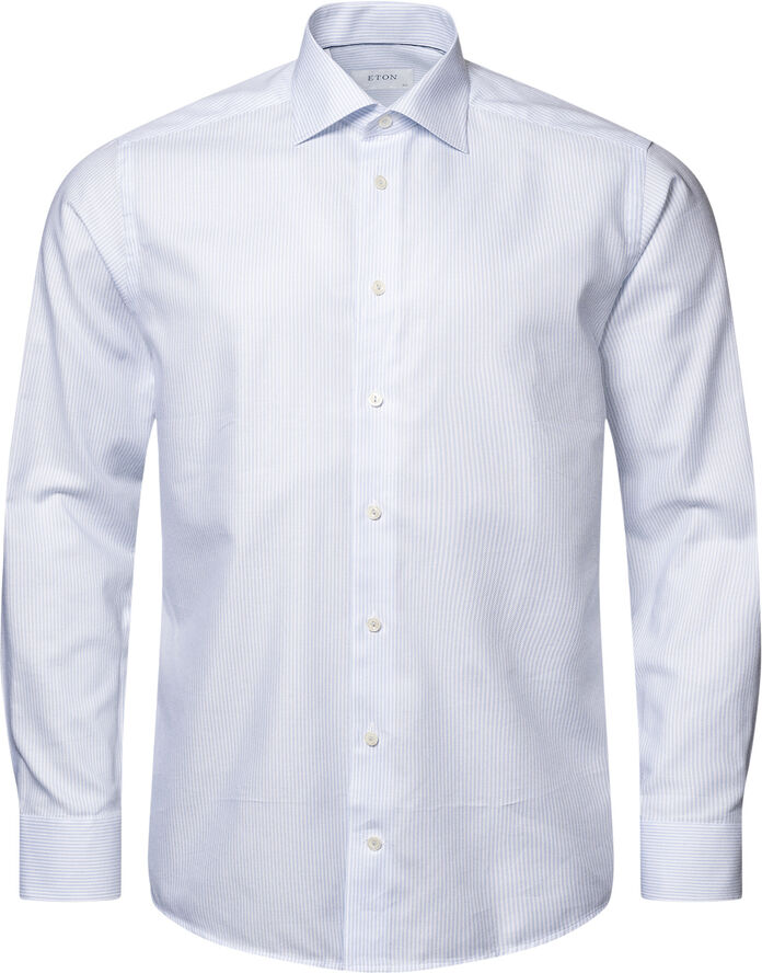 Contemporary Fit Light Blue Striped Oxford Cotton Tencel Shirt