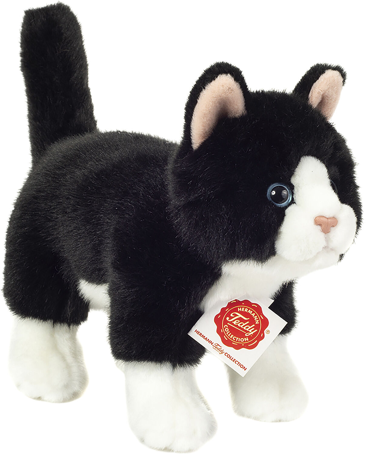 Teddy Hermann - St&aring;ende sort-hvid kat 20 cm