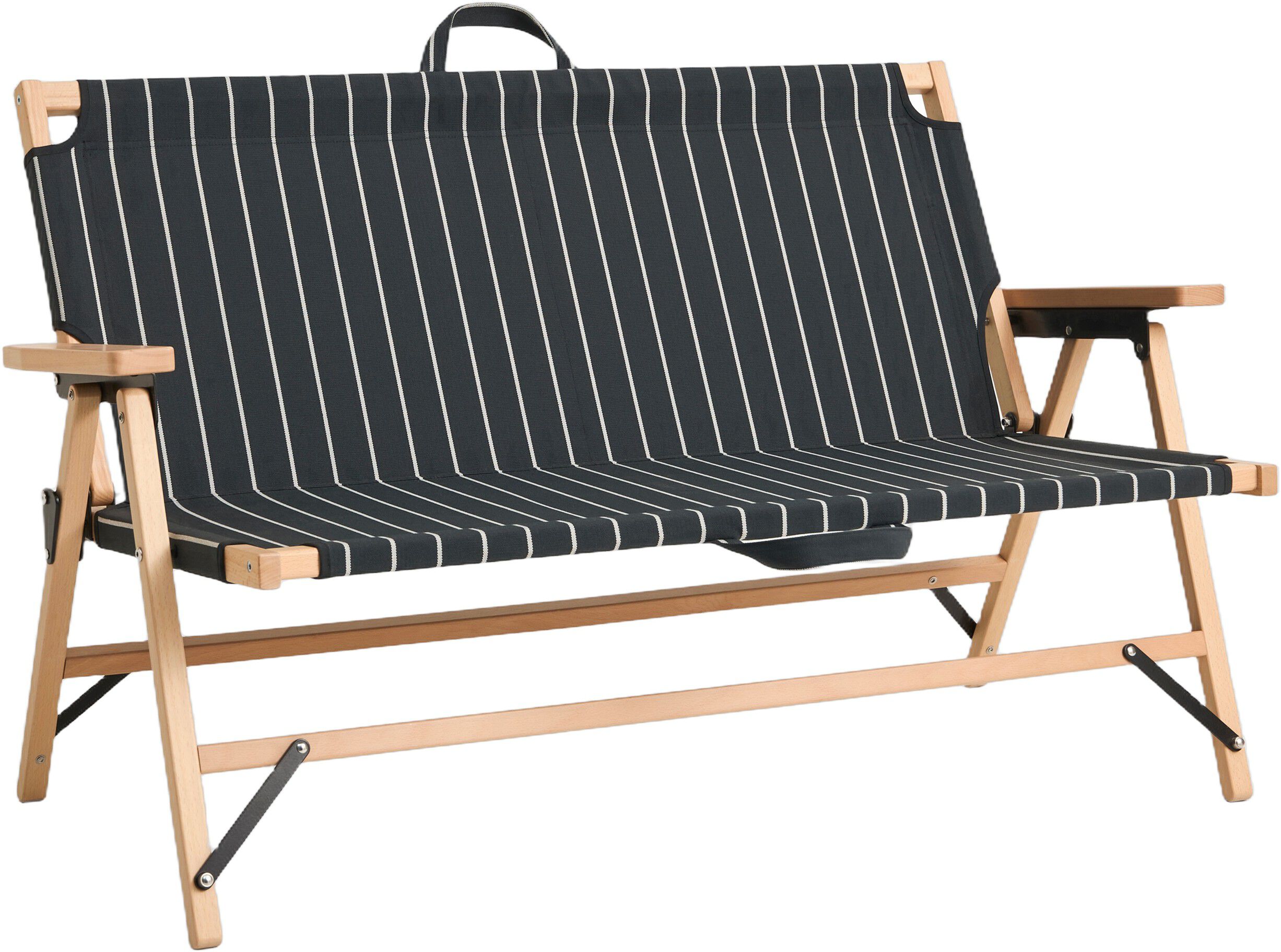Outdoor Market Folding Sofa - Black with beige stripe -