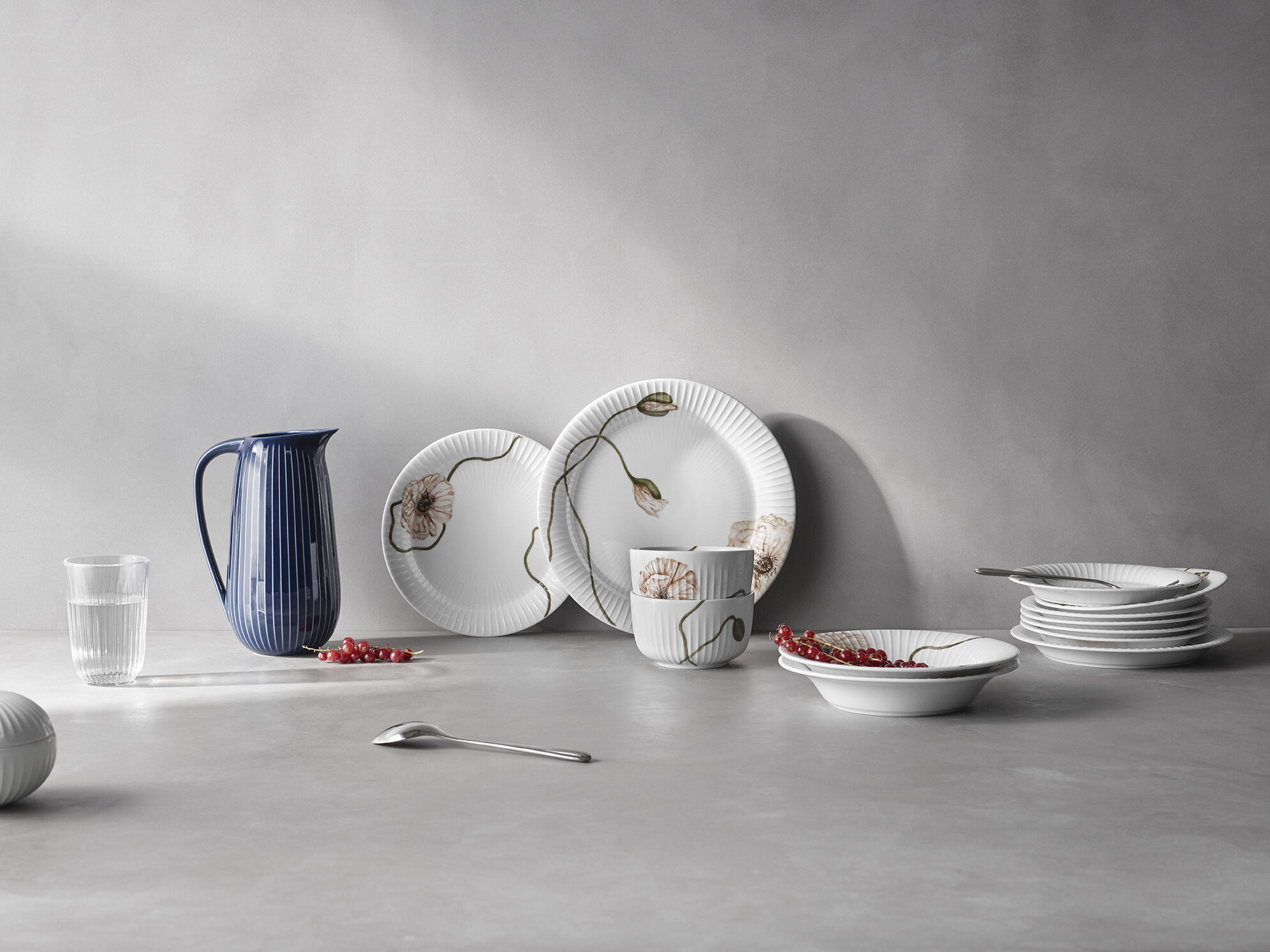 Hammersh&oslash;i Poppy Sk&aring;l &Oslash;12 cm hvid med dekoration