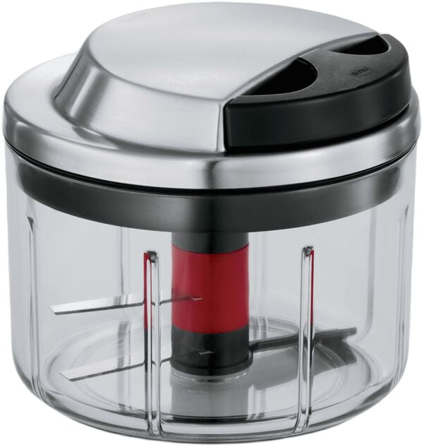 Minichopper med lock 0,6 liter 13 x 12 cm Klar/Stål/Svart