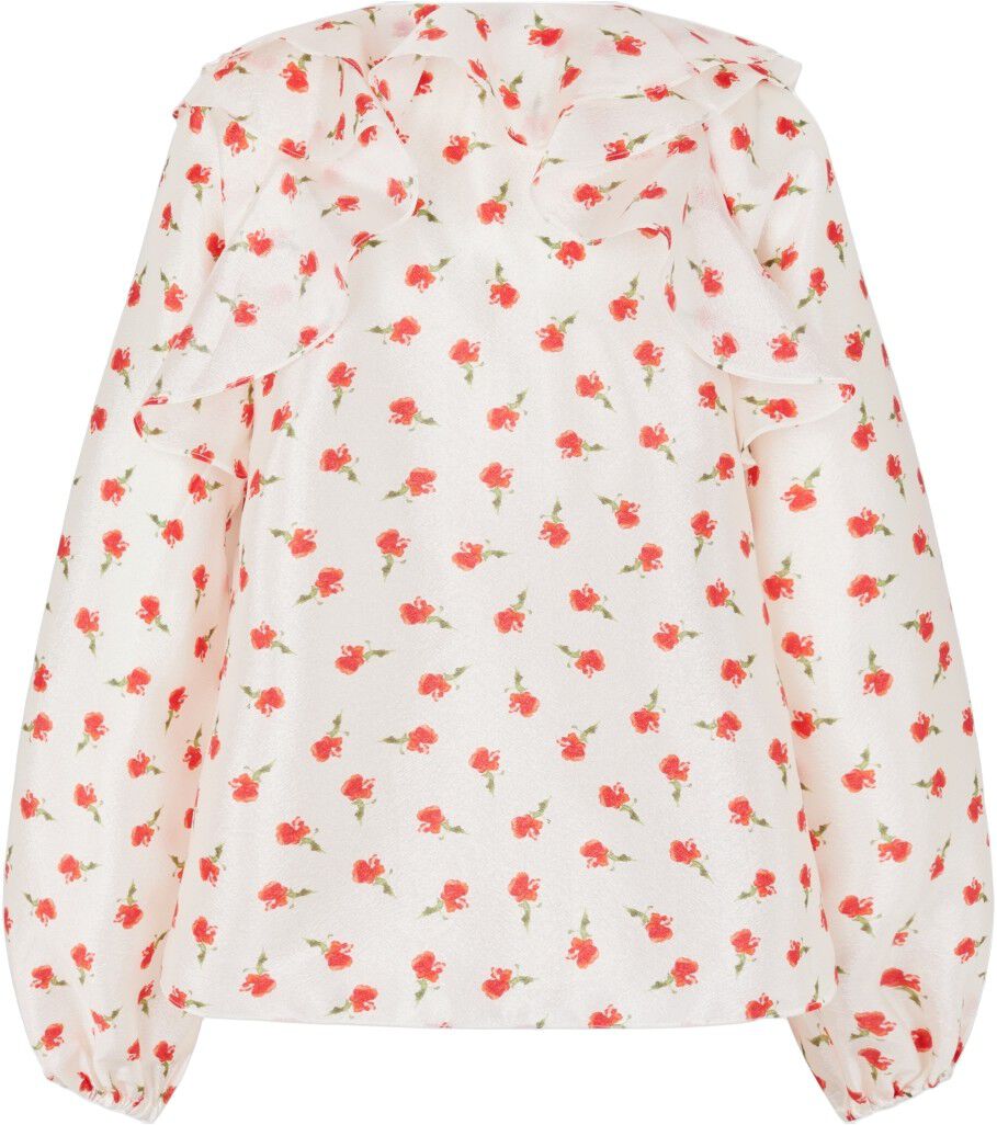 2067 Flat Textured Poly, Gathered Long Sleeve Top