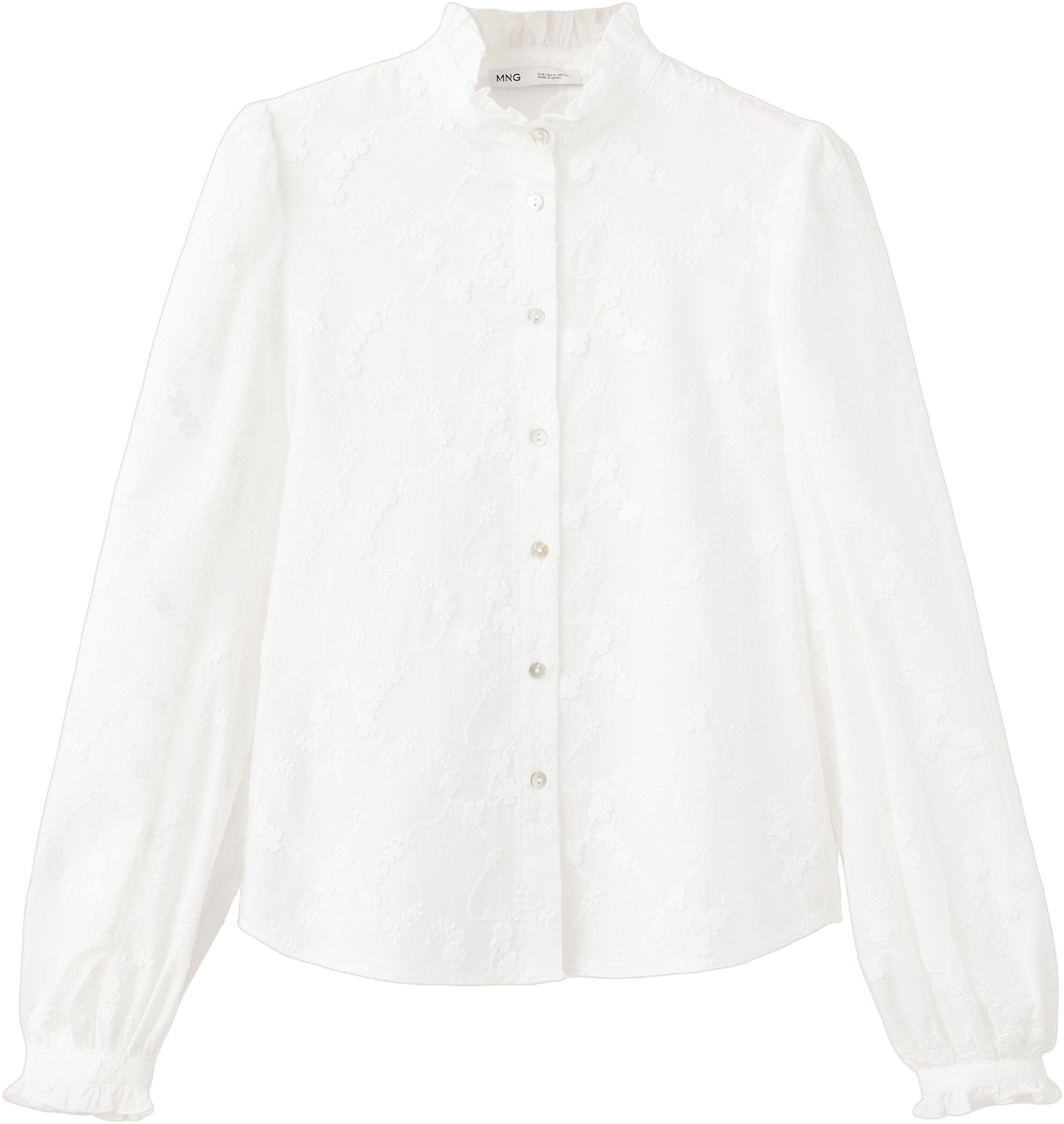 100% cotton blouse with floral embr