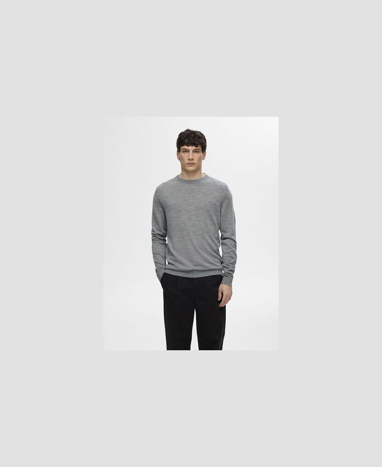 Slhtray Ls Knit Merino Crew Neck Noos