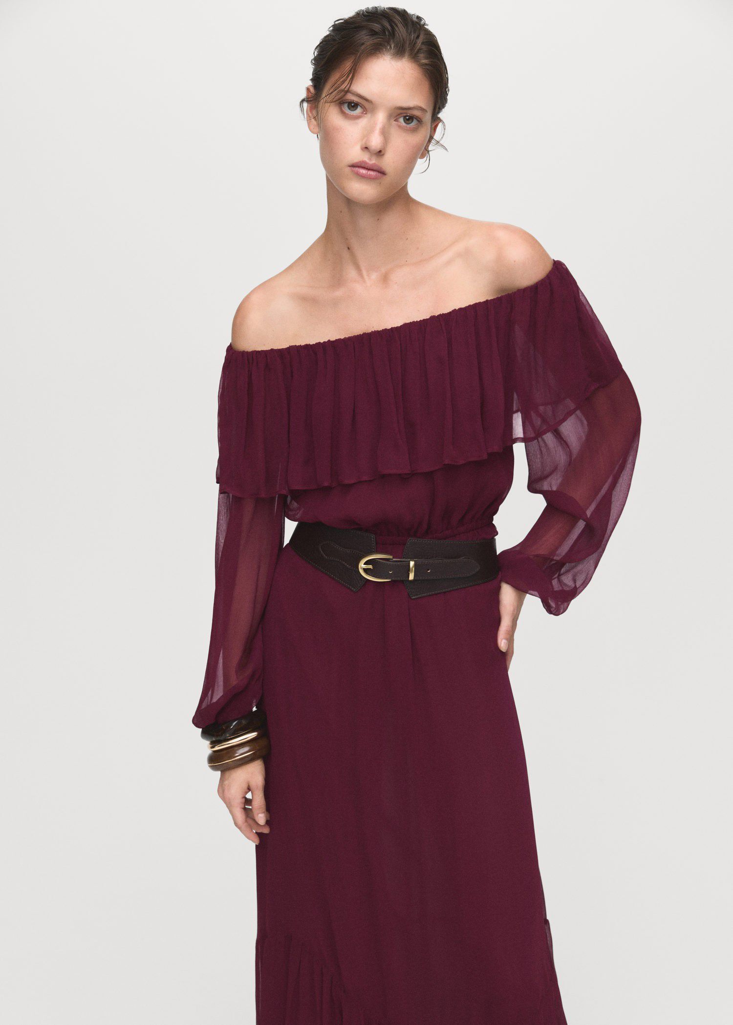 Strapless dress with ruffles