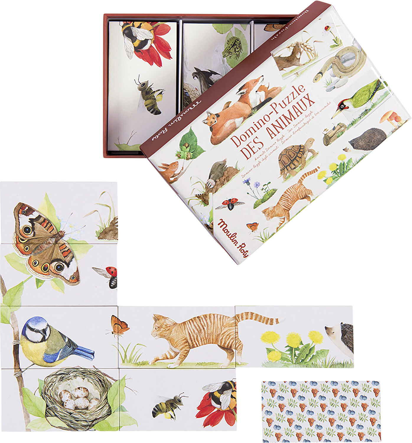 Moulin Roty - Spil - Domino puslespil - Dyr
