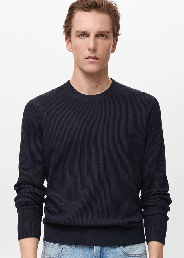 Fine rib-knit cotton sweater