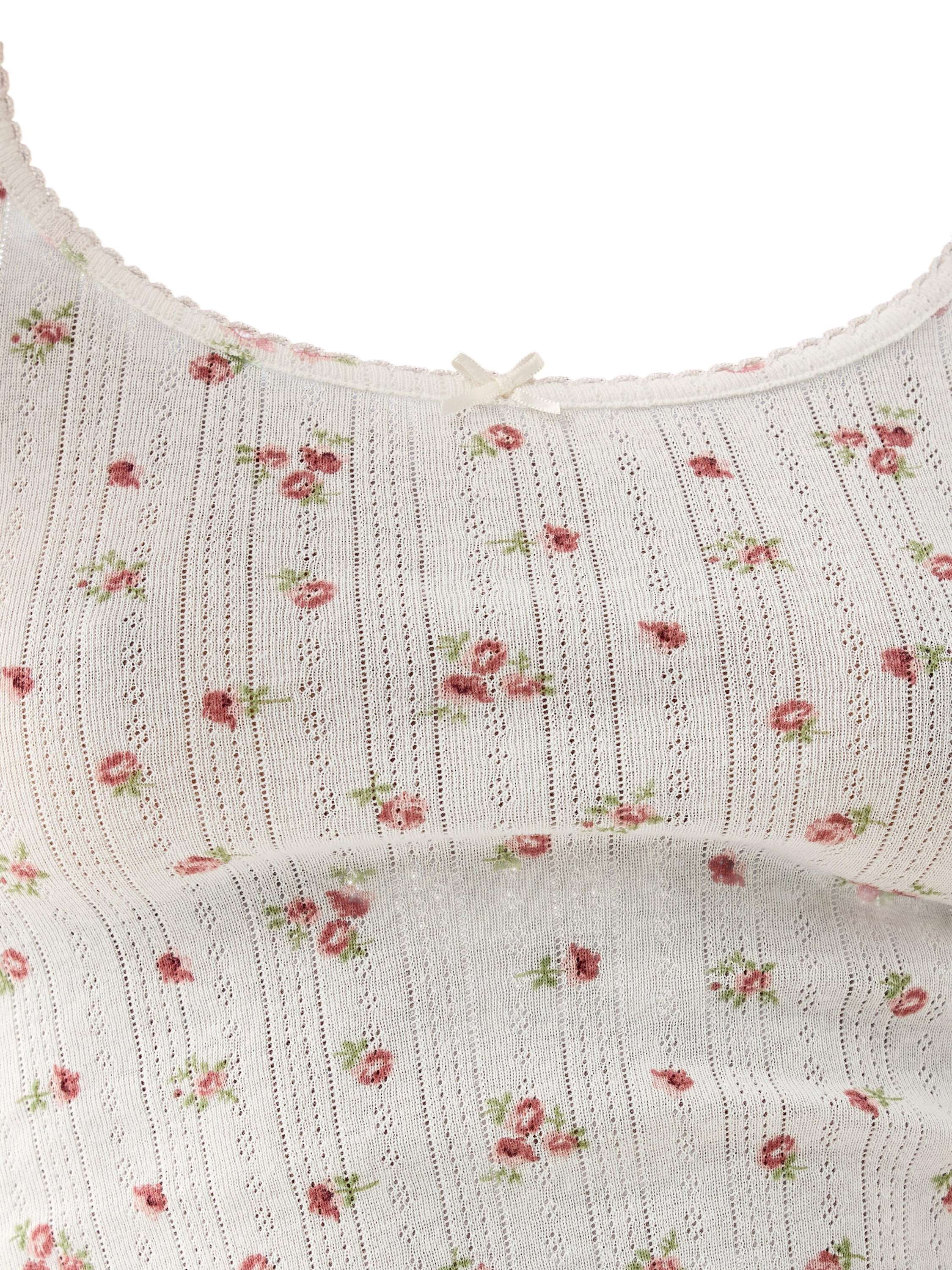 Pyjama top in soft cotton pointelle