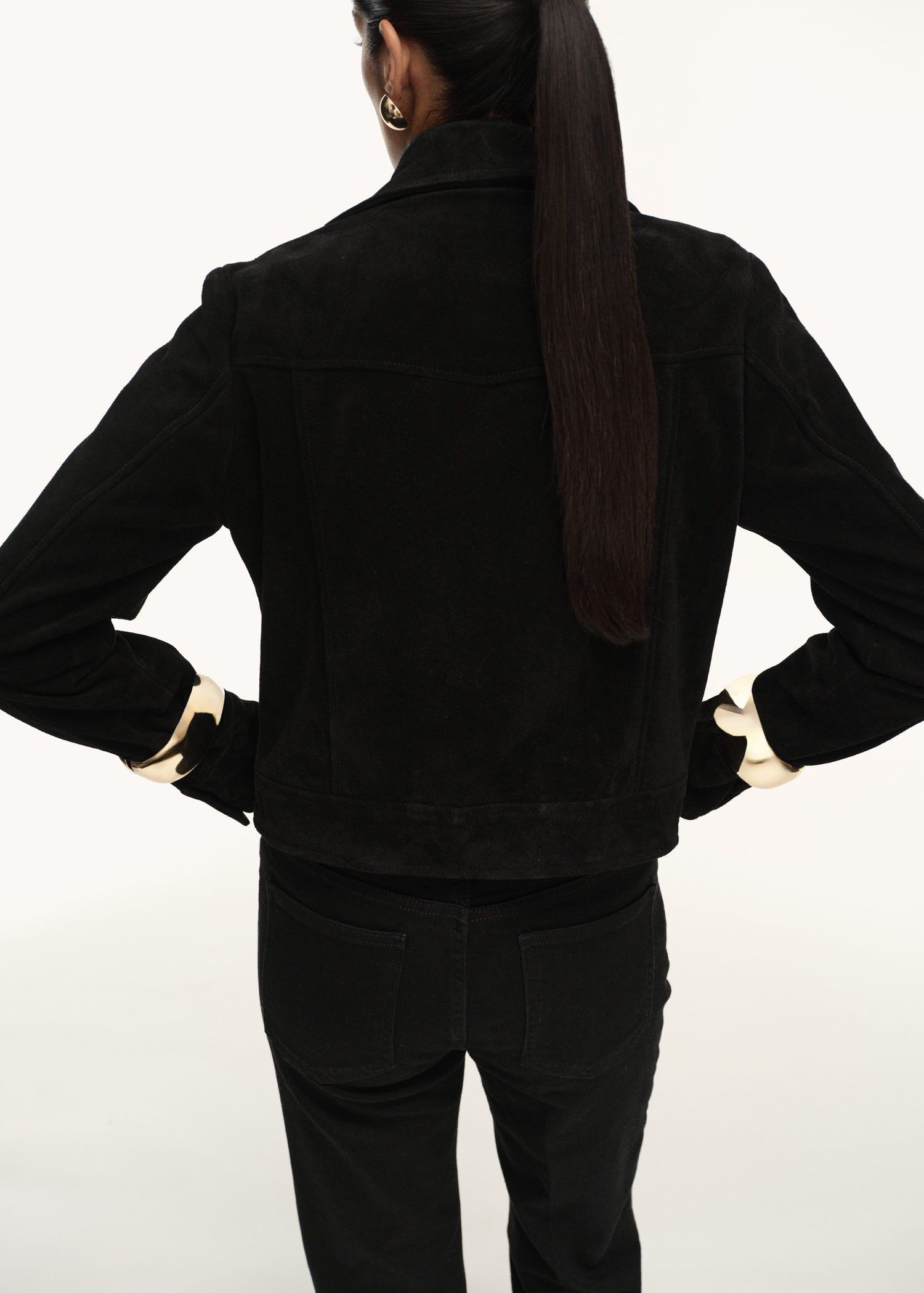 Suede leather jacket with buttons