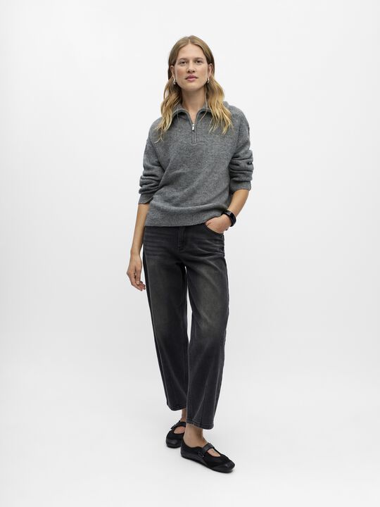 OBJDIANA LS RE ZIP HIGH NECK KNIT N