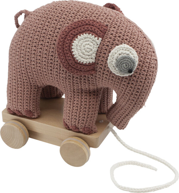 Hæklet trækdyr, elefanten Fanto, blossom pink