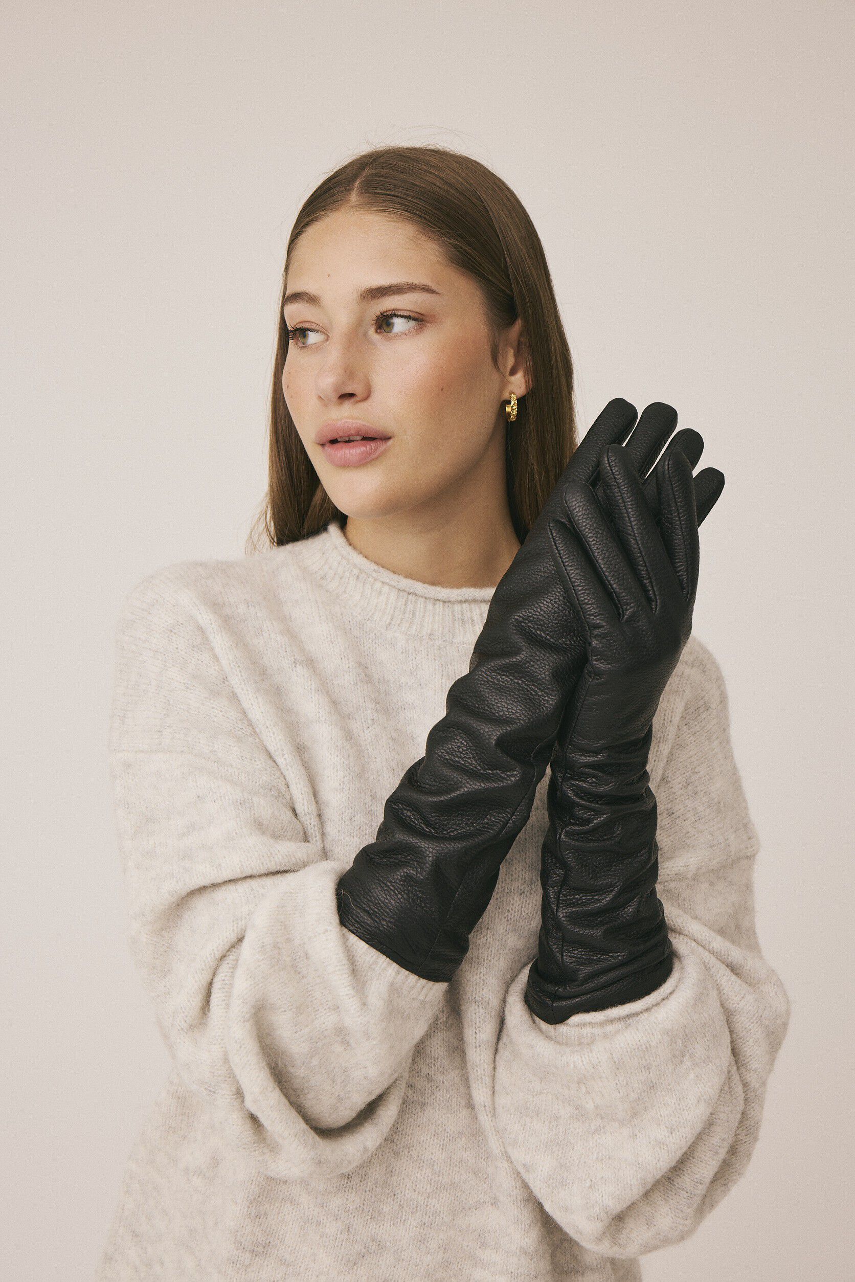 Maya 3 Lange l&aelig;der handsker - 100% l&aelig;der LWG