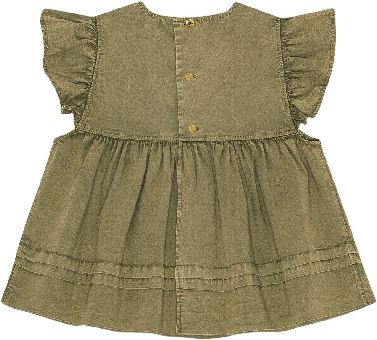 Washed Stretch Cotton Frill Sleeve