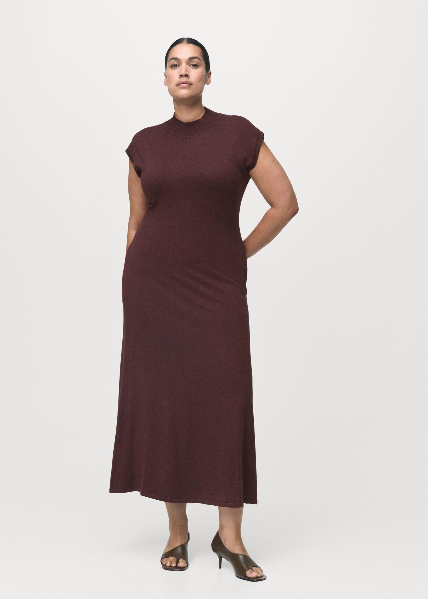Perkins-neck knitted dress