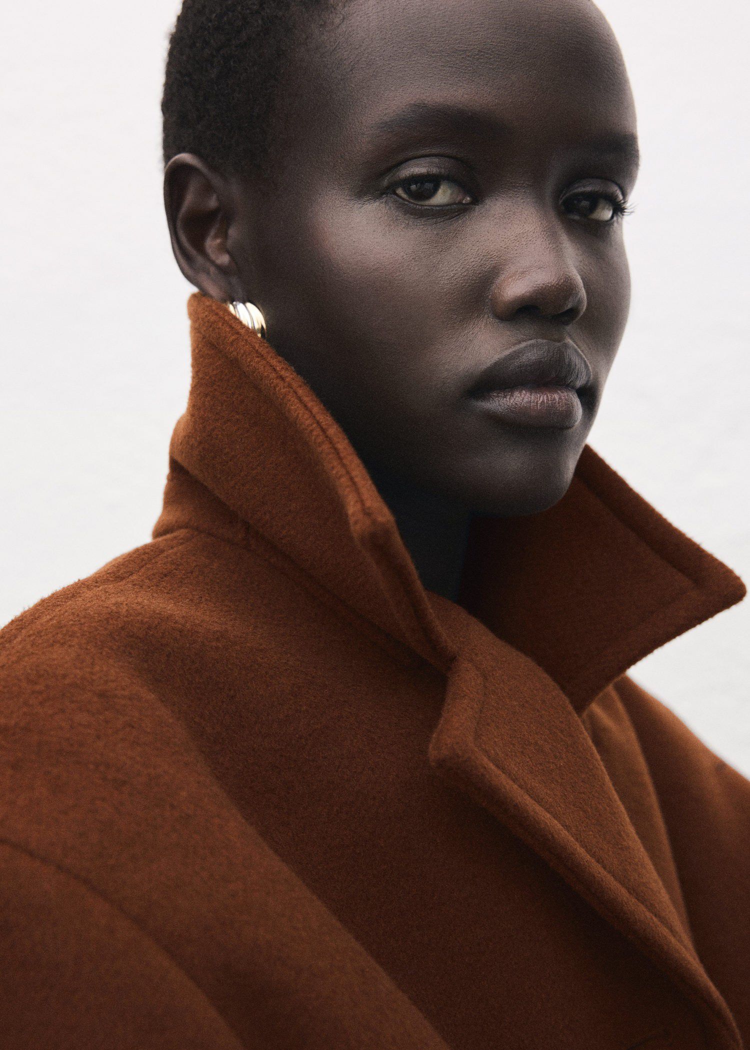 Wool-blend midi-coat with buttons