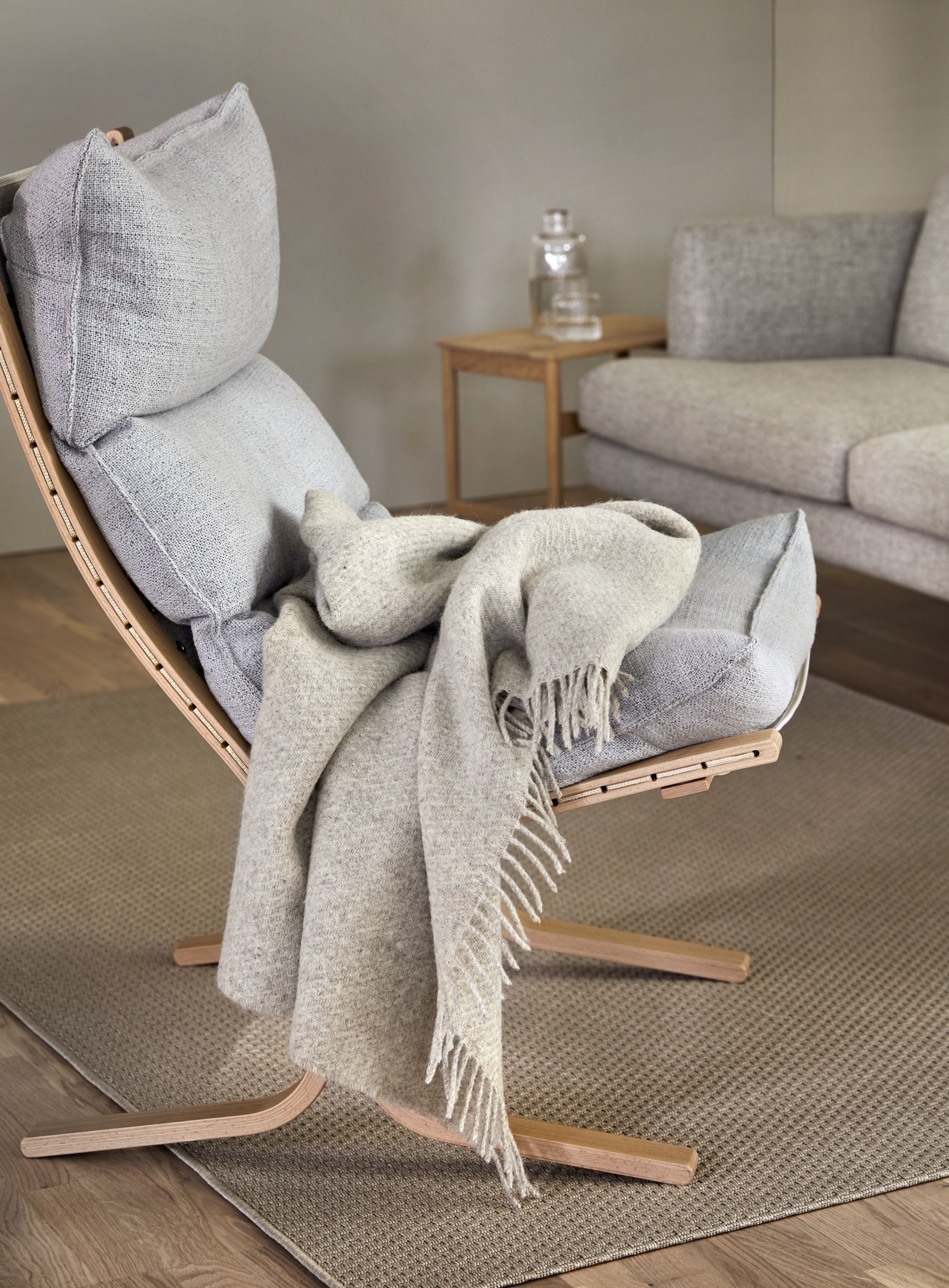 Falketind uldplaid naturlig beige