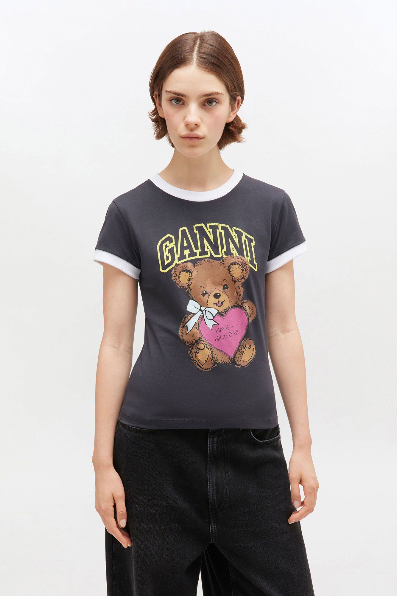 Basic Cotton Jersey Bear Fitted T-s
