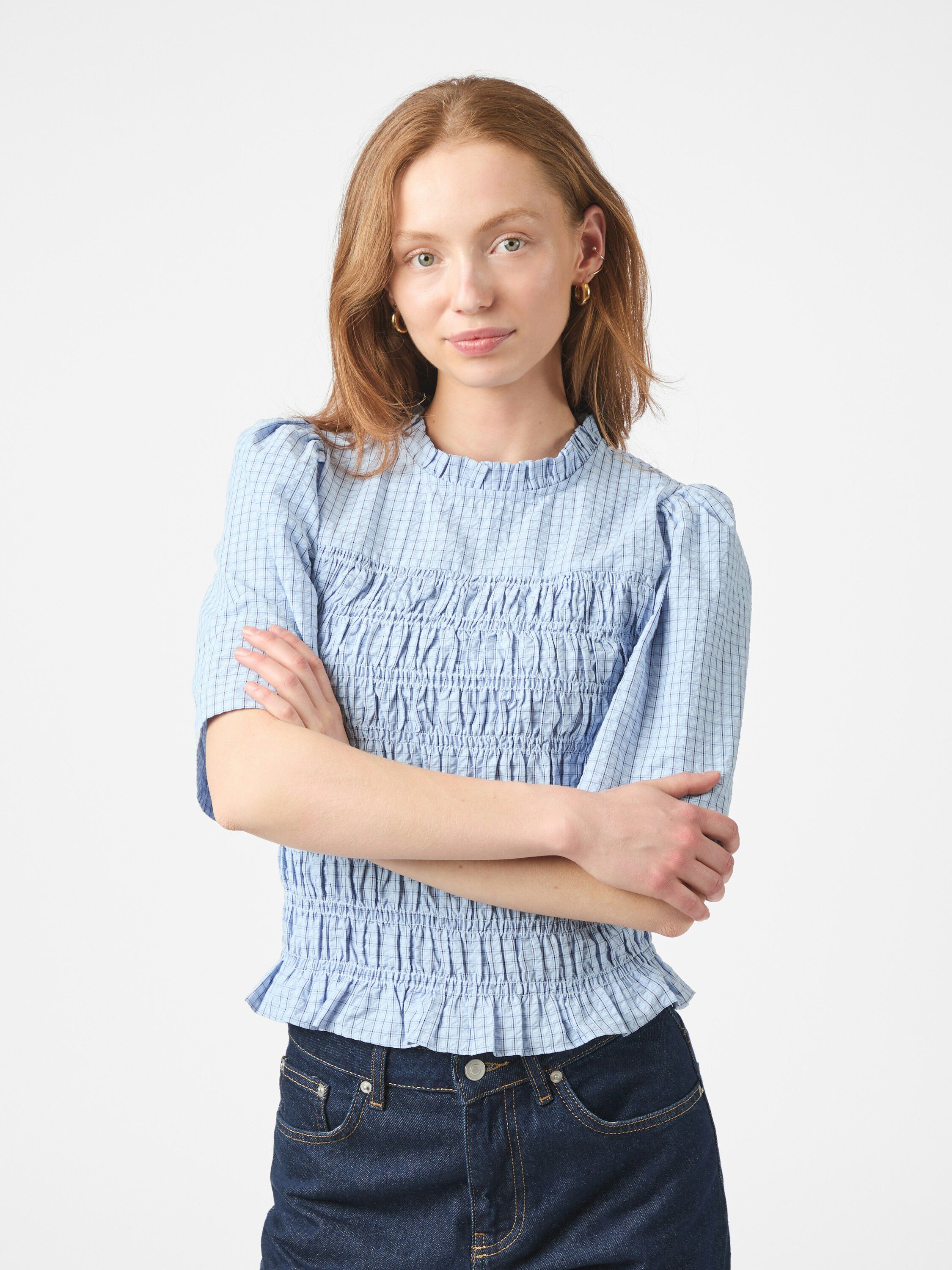 Possini Check Smock Blouse