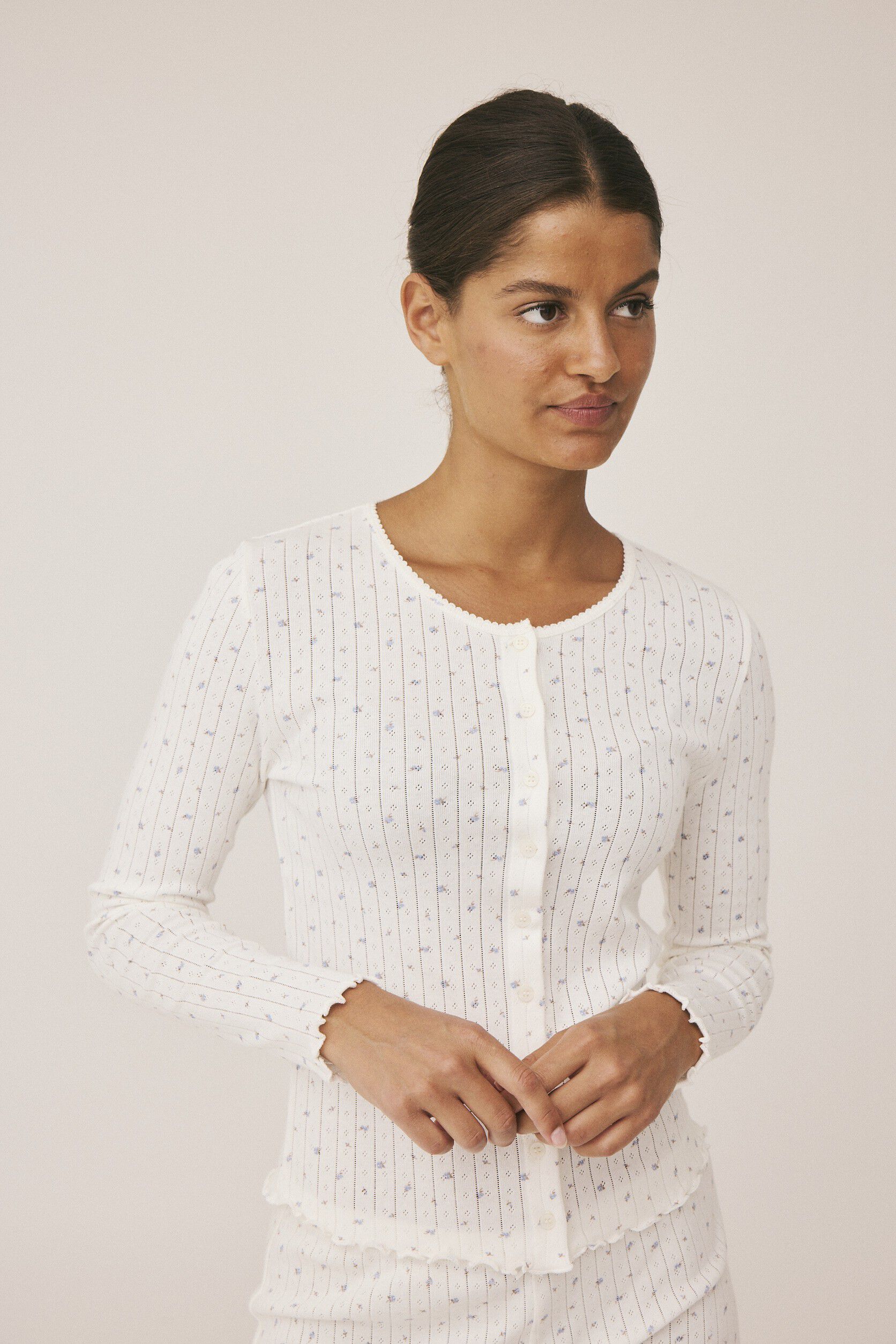 Eloise 10 Cardigan Pointelle - 100% &Oslash;kologisk Bomuld GOTS