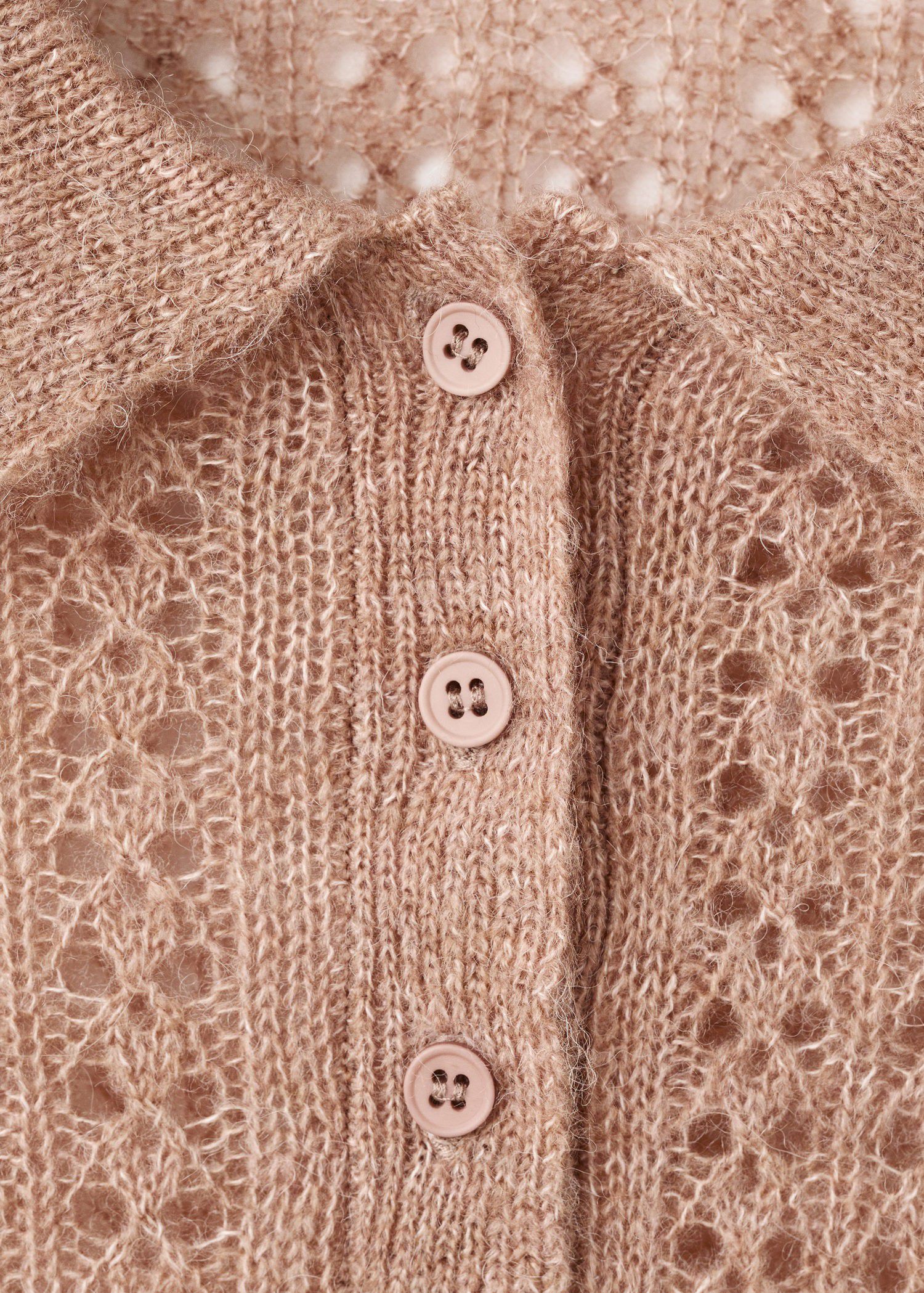 Openwork knitted polo-neck sweater